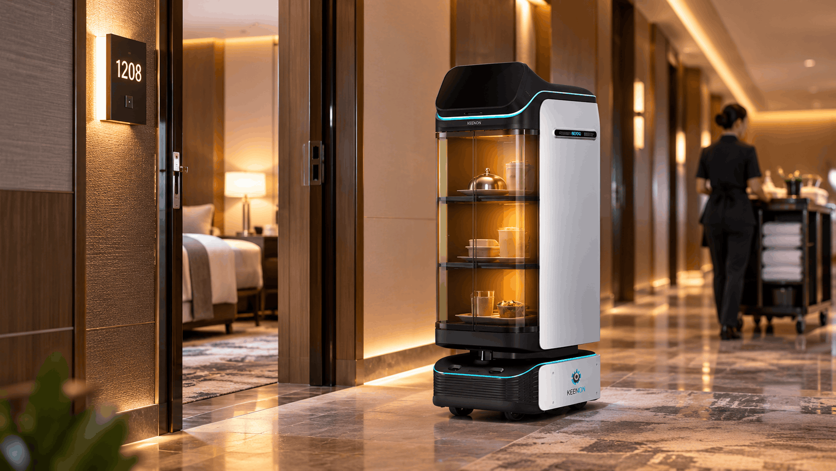 DINERBOT T3 robot inteligente para entrega de alimentos